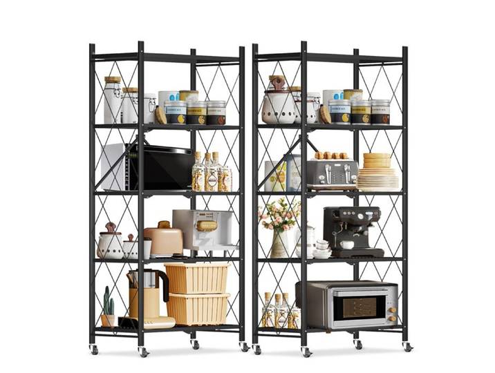 Lot de 2 Étagères de Rangement Spacieuses - 5 Niveaux -multifonctionnelles en Noir - 71x34x159cm