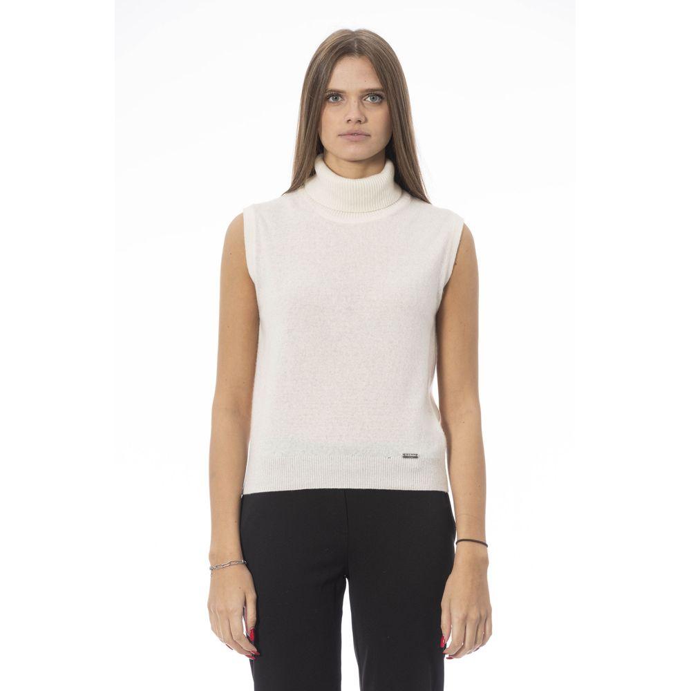 Baldinini Trend Weißer Wollpullover für Frauen
