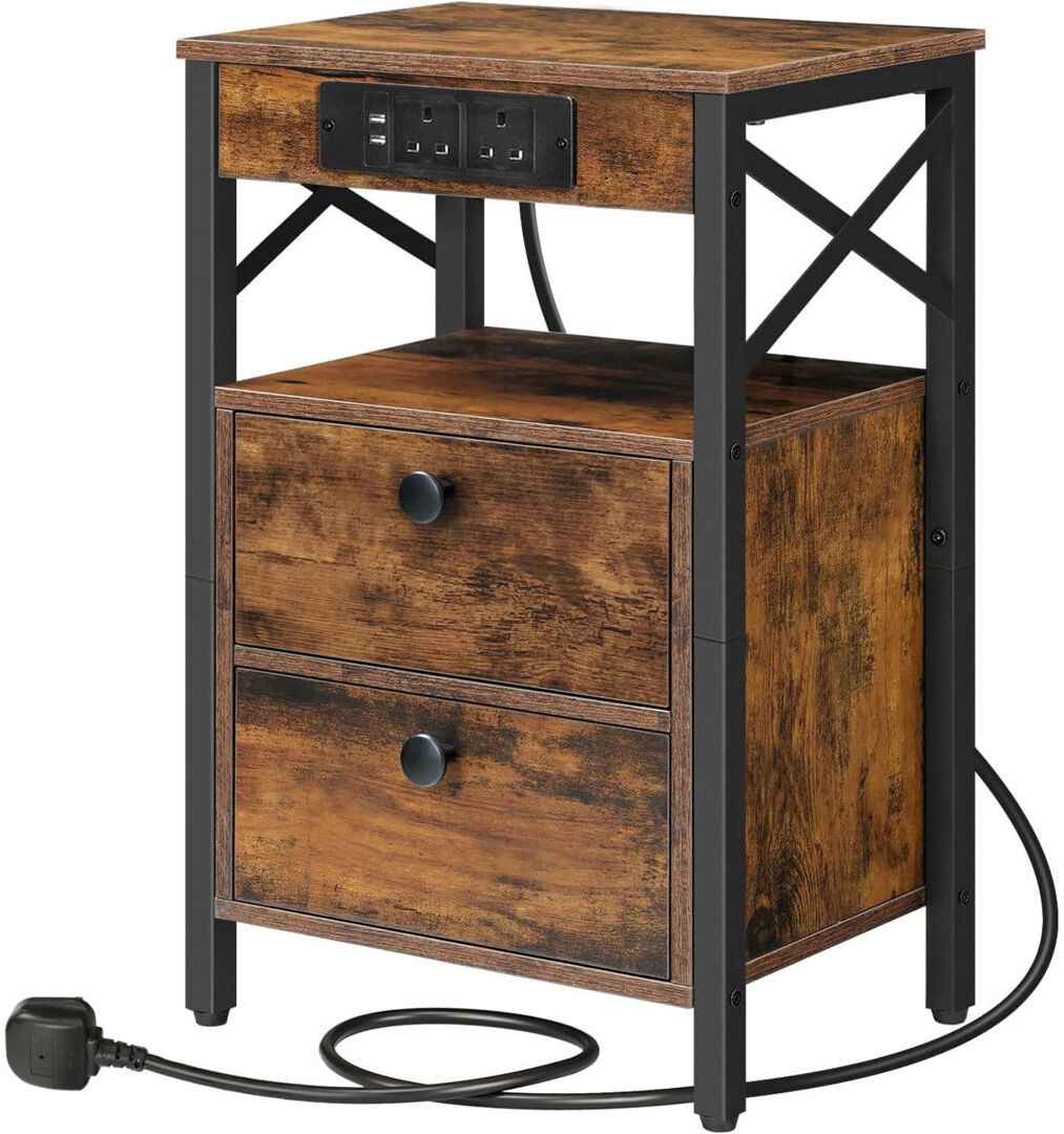 Rio Brenn 38 cm W Bedside Table Brown;Black 60cm H X 38cm W X 28cm D