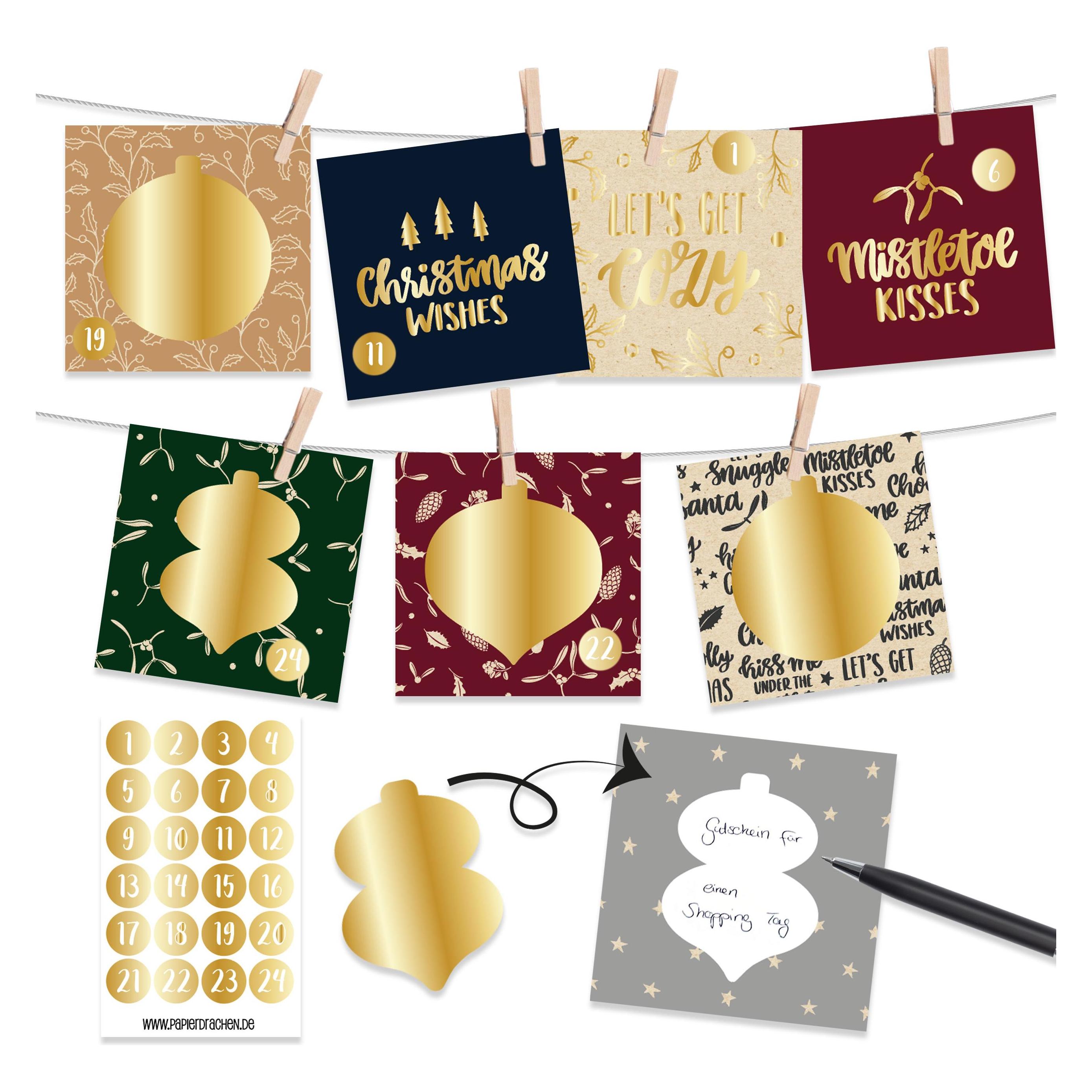 Papierdrachen Rubbel-Adventskalender (24 Türchen) (B400-017-003)