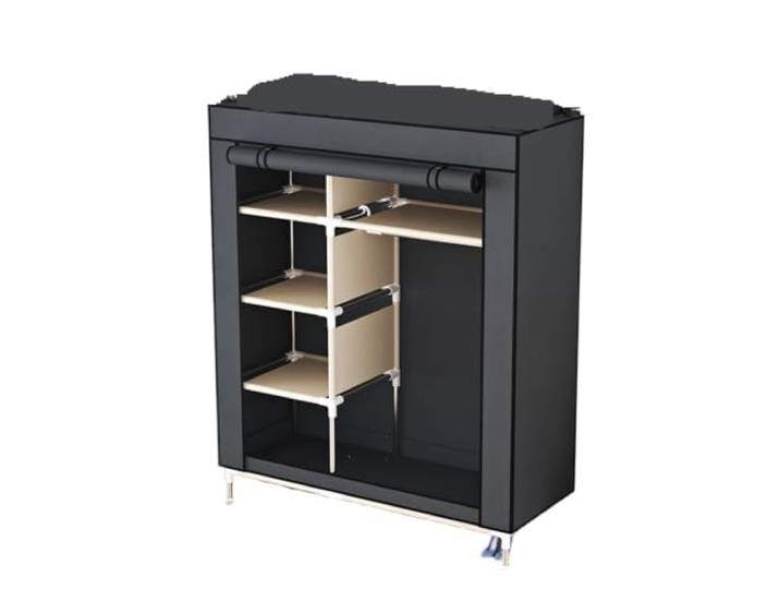MEYTXOA Tragbarer Stoff-Kleiderschrank Faltbarer Staubdichter Kleidungsorganisator for die Vermietung von Schlafsälen(Color-01)