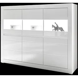 HIGHBOARD Hochglanz weiß, Schrank 164 x 131 cm mit Soft-Close-Funktion