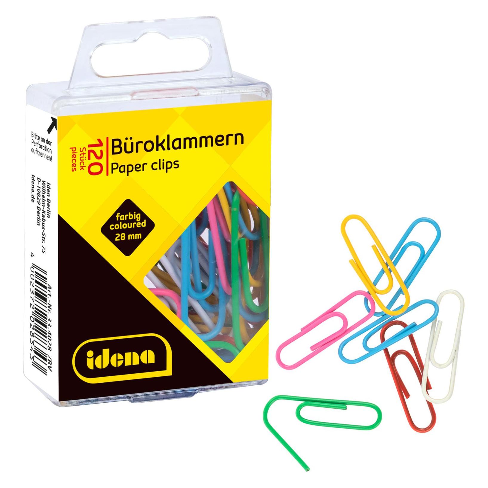 Idena Büroklammern 120St. kunststoffummantelt bunt (1x) (334028)