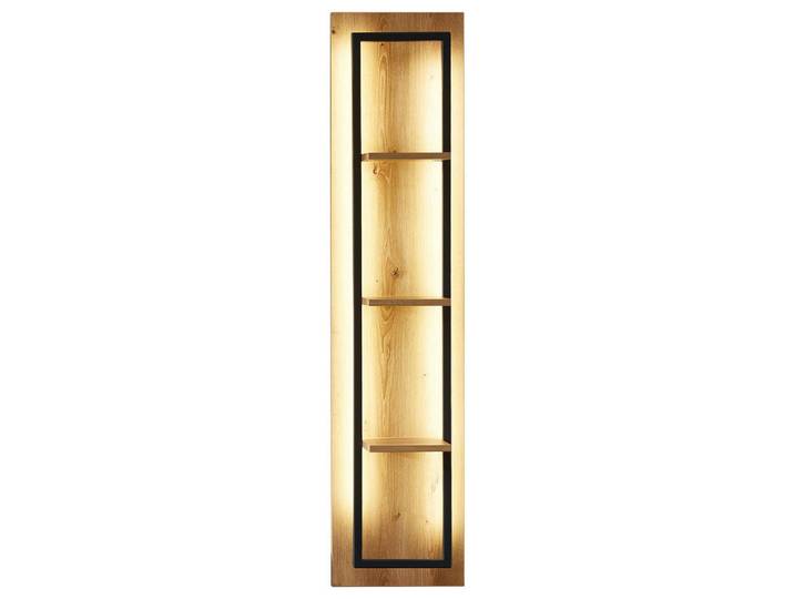 Linea Natura Wandregal, Anthrazit, Eichefarben, Holz, Metall, Holzwerkstoff, Wildeiche, massiv, 3 Fächer, 30x130x18 cm, Wohnzimmer, Regal, Wandregal