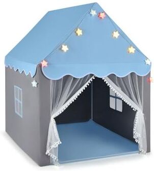 Costway Kids Playhouse Tent with Colorful Star Lights and Mat-Blue