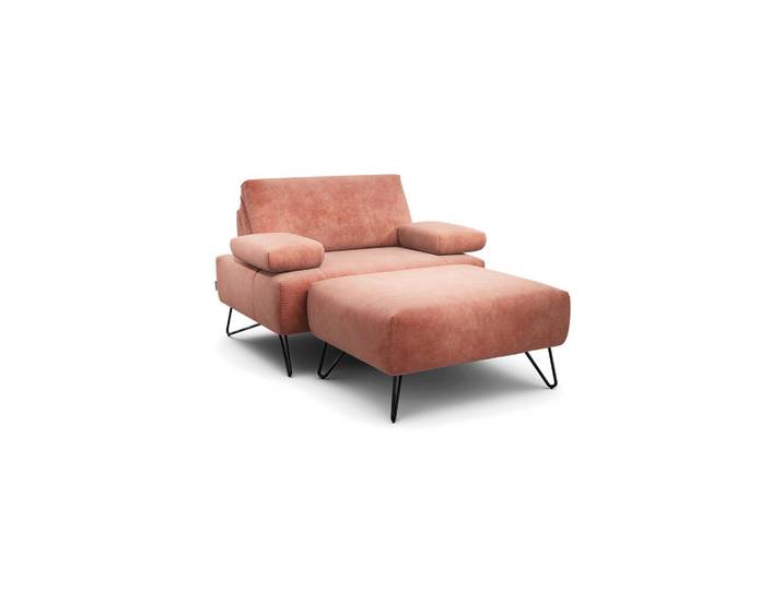 Sensoo Sesselset Cosy, Rosa, Metall, 114-142x85x86-94 cm, Stoffauswahl, Wohnzimmer, Sessel, Sonstige Sessel