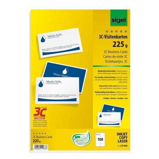 Sigel Visitenkarten 3C (A4, 100 Blätter, 225 g/m²) (LP850)