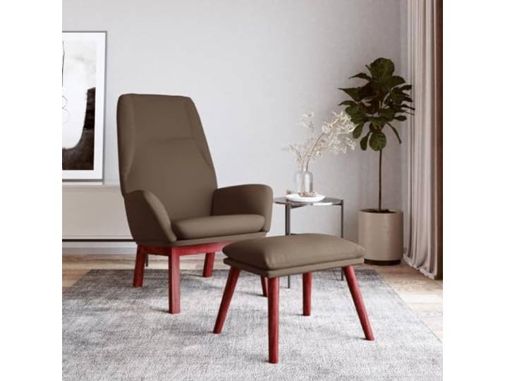 SKTQYQO Relaxsessel mit Fußstütze aus Stoff, Farbe Taupe, für modernes Wohnzimmer, robuste Struktur aus Metall und Beinen aus Massivholz, funktionales Design und optimaler Komfort