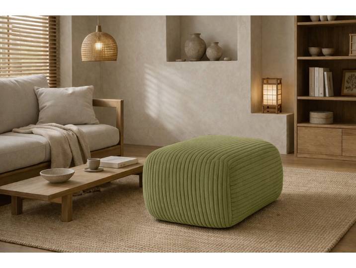 Kaiser Möbel Pouf Sitzpouf für Wohnzimmer, Cordstoff Poso, BIS, zusätzliche Sitzgelegenheit Fußhocker zum Sofa oder Ecksofa