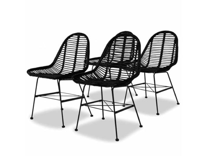 Molumvel 4er Esszimmerstühle Rattan/Schmiedeeisen Kolonialstil Schwarz Ergonomischer Sitzkomfort, Rustikaler Charme, Einfache Endmontage