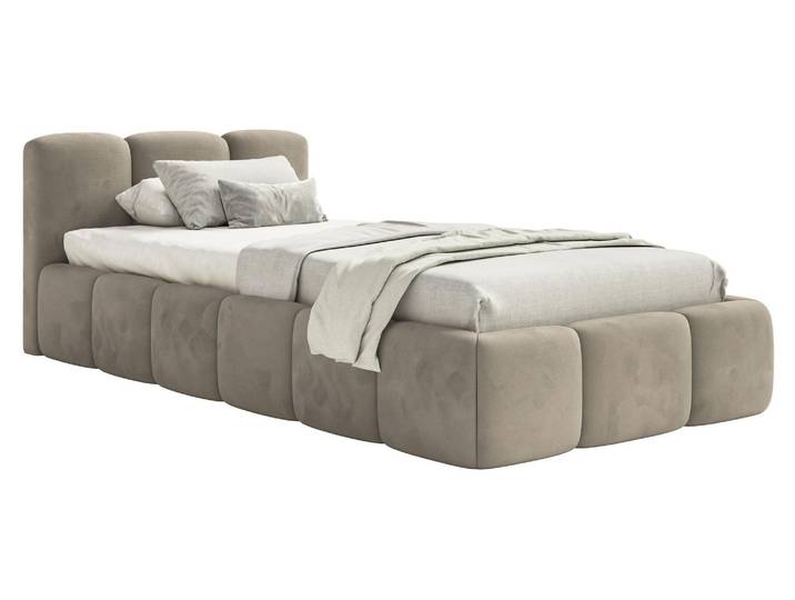 Selsey Cloudy Low – Polsterbett 90x200 cm, Samt Graubeige