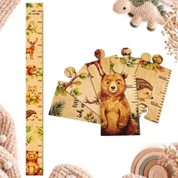 Relaxdays Messlatte Kinder Holz 50-180 cm Braun,Grün,Hellbraun