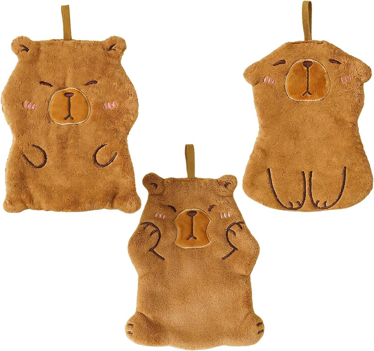 Set van 3 absorberende Capibara keukendoeken en badhanddoeken - Groen