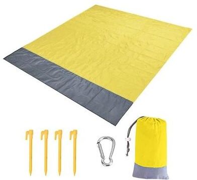 Uplifted Goods Waterproof Pocket Beach And Picnic Mat yellow Grey 200cm X 140cm