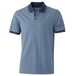 Polo-Shirt Melange "JN706" - 3XL - blue-melange/navy