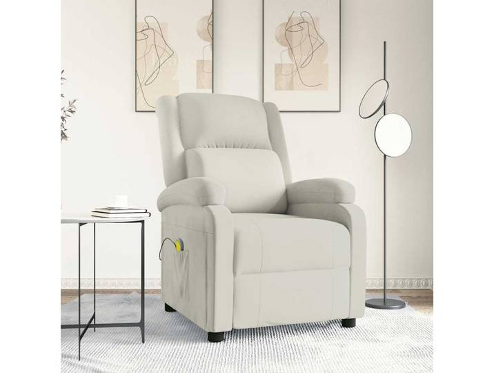 vidaXL Massagesessel, Massagesessel Creme Samt