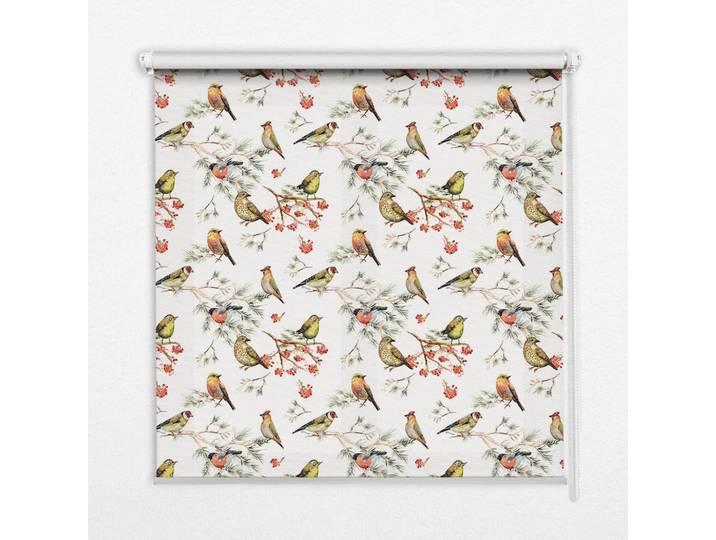 Tulup Innenrollo - Fensterrollo - Rollo - 150x180 cm - Vögel auf den Ästen, Gelb, Kunststoff, Rechteckig, 150x180x0.5 cm, Heimtextilien, Vorhänge, Rollos