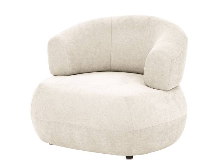 Fauteuil Blanc/Beige Microfibre Wiam 87 x 69 x 83cm