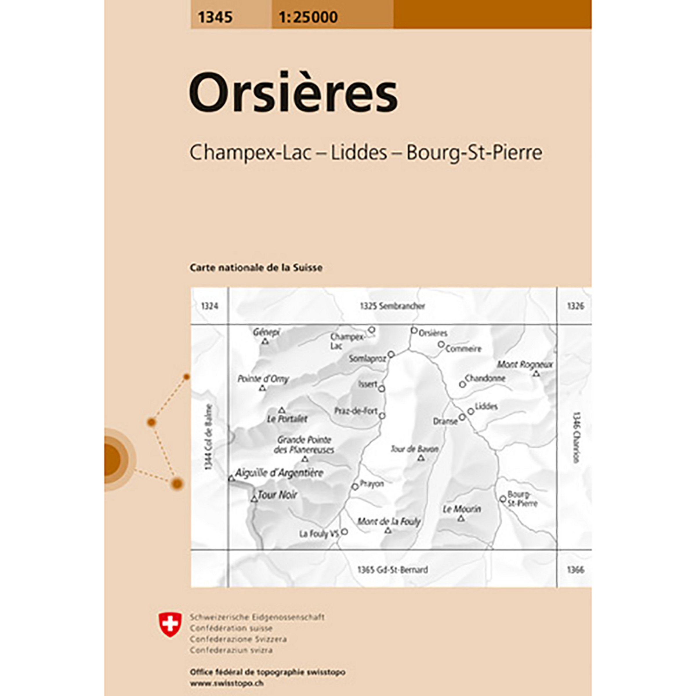 Swisstopo Orsières 1345 Landeskarte 1:25 000 Topografische Karten