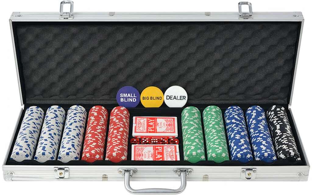 vidaXL Jeu de poker avec 500 jetons Aluminium