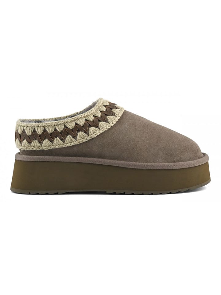 Mou Leder-Hausschuhe in Grau - 38