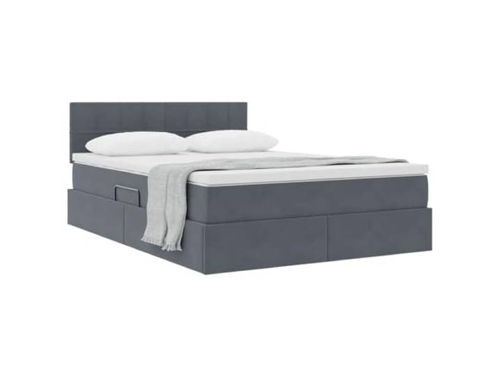 KTHLBRH Doppelbett Samt Dunkelgrau 140 x 200 cm Hydraulisches Heben, integrierter Behälter, Matratze inklusive, Gestell aus Metall