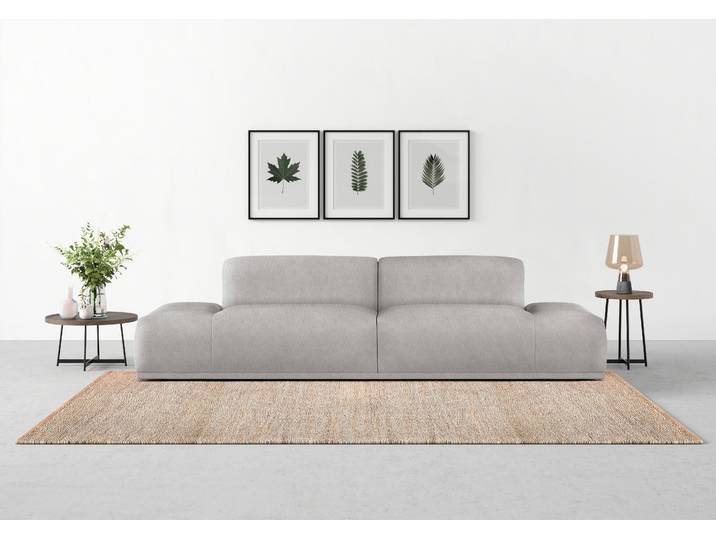 Big-Sofa, Polyester, Silber, 300×107 cm, Hochwertige Polsterung, Modern, Trendmanufaktur