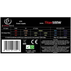 Rebeltec Universal computer power supply ATX ver. 2.31 TITAN 500 (500 W), PC Netzteil, Schwarz