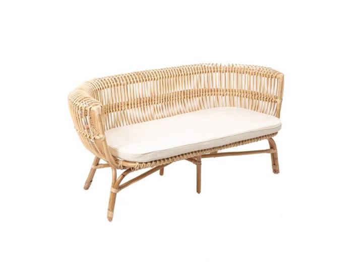 Banquette en rotin avec coussin