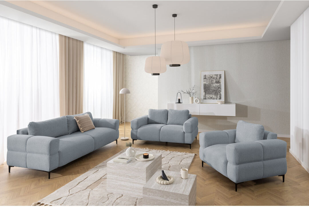 S-Style Furniture Cardea 3 Piece Polyester Standard Living Room Set Grey 3
