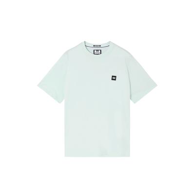 T-Shirt WEEKEND OFFENDER "BROOKLANDS BADGE TEE. Herren", Herren, Gr. M, weiß (amazonite), Jersey, 100% Baumwolle, normal normal, Rundhals, Shirts T-Shirt, T-Shirt Herren, leichtes Kurzarmshirt, Sporttrikot, Outdoor, Sale