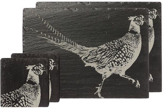 Selbrae House Just Slate Company Pheasant Slate Coaster & Placemat  Set