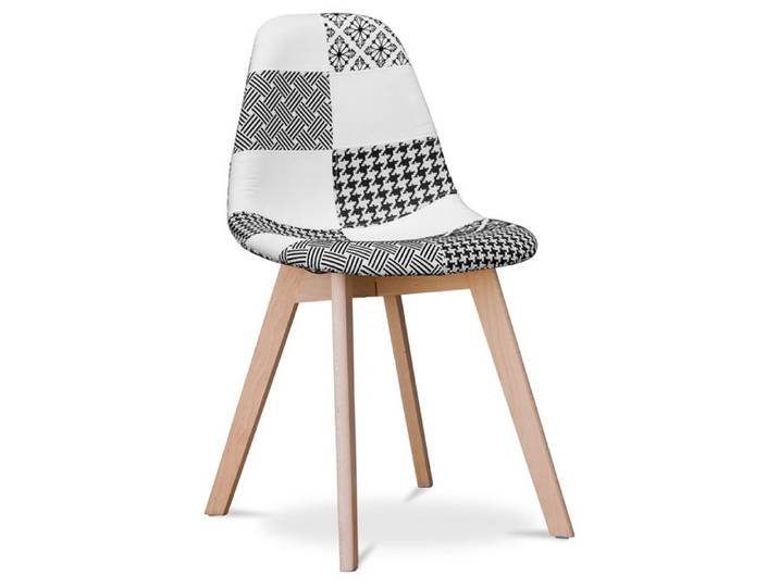 Premium Chaise Design Brielle Noir et blanc - Patchwork Max Blanc / Noir
