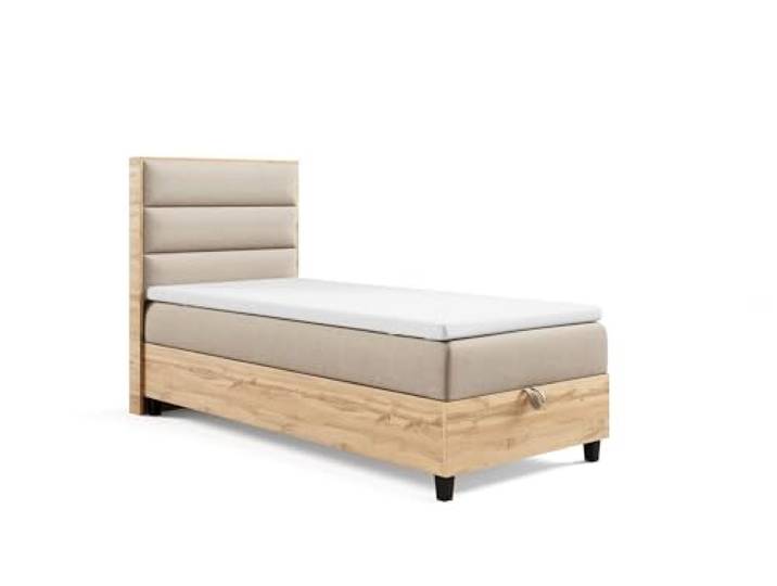 Best For Home Trinity K-1 Einzel Boxspringbett mit Matratze und Stauraum Bonellfederkern Einzelbett inkl. Topper Bett mit Bettkasten 90x200 Gepolsterte Kopfteil Bett - Liefer und Aufbauservice