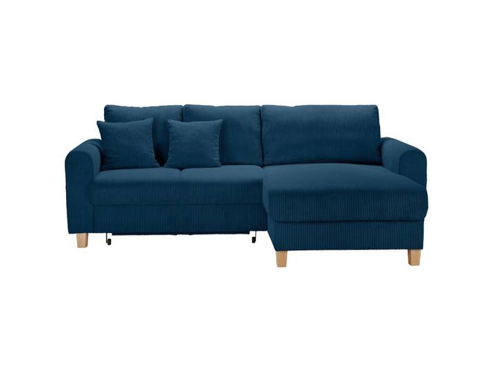 Ecksofa Cord Blau