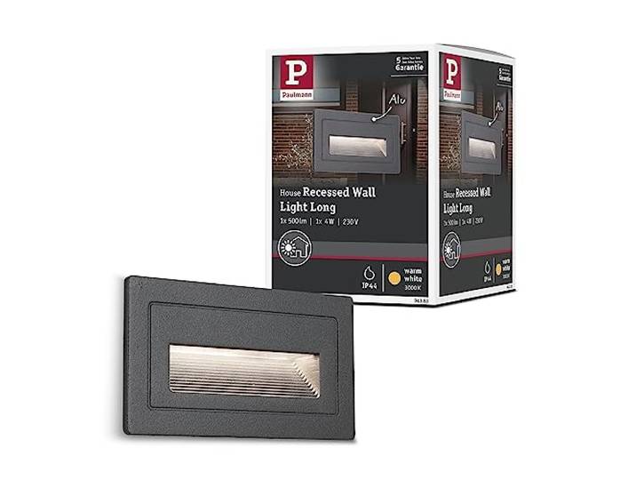 Paulmann 94383 LED Außenleuchte Wandeinbauleuchte Long IP65 103x58mm eckig incl. 1x4 Watt Schwarz Außenlampe Aluminium 3000 K