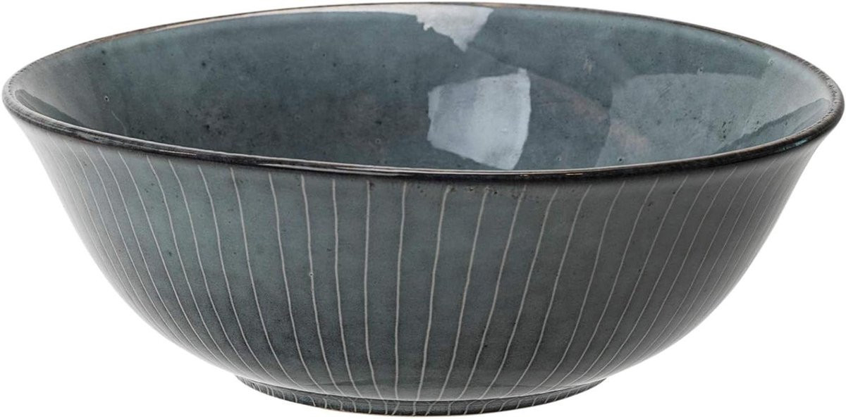 NORDIC SEA dessertkom - Handgemaakte schaal voor bijgerechten - Grijsblauw - Diameter: 21 cm