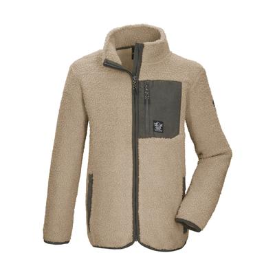 Fleecejacke KILLTEC "KOW 144 BYS FLC JCKT", Jungen, Gr. 176, beige (creme), Obermaterial: 100% Polyester, Jacken Fleecejacke, Weiche Sherpa Fleecejacke mit Kinnschutz und Stauraum