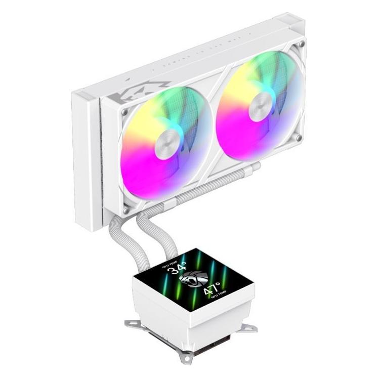 GameMax Chłodzenie wodne CPU Liquid Cooler | GLACIER 240 LCD WH | Intel, AMD (GLACIER 240 LCD WH)