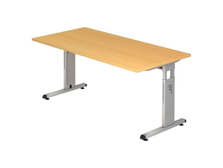 MEGA 16 S Schreibtisch 160 x 80 höhenverstellbar Buche/Silber
