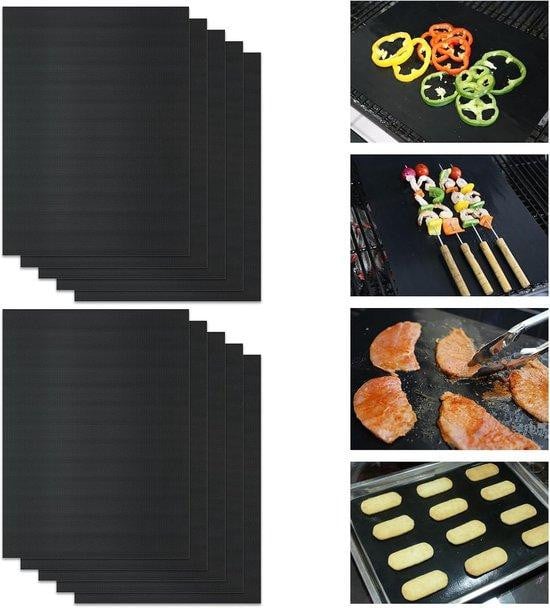 Zwarte hittebestendige grillmatten, 33 x 40 cm