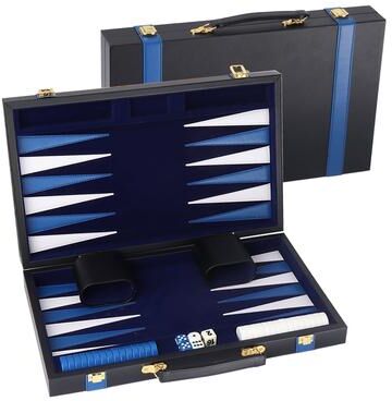 GSE Games & Sports Expert "GSE™ 22"" Premium Leather Backgammon Board Game Set, Portable Folding Backgammon Board Game with Game Pieces - Large"