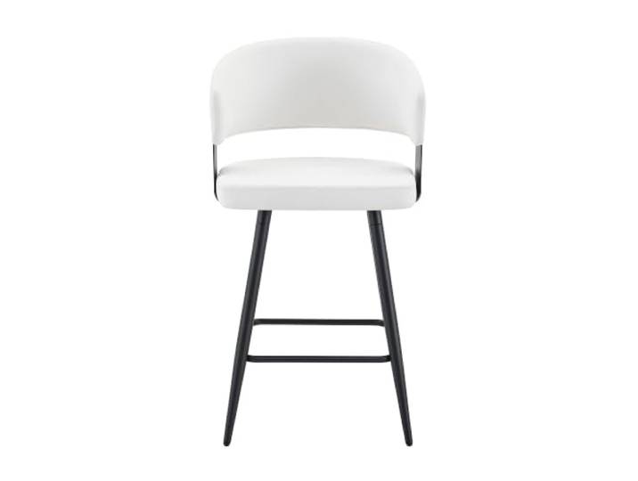 Vexelus 2er‑Set Barhocker mit Rückenlehne weiß, Kunstleder‑Sitz & Metallgestell, ergonomischer Küchenhocker mit Fußstütze
