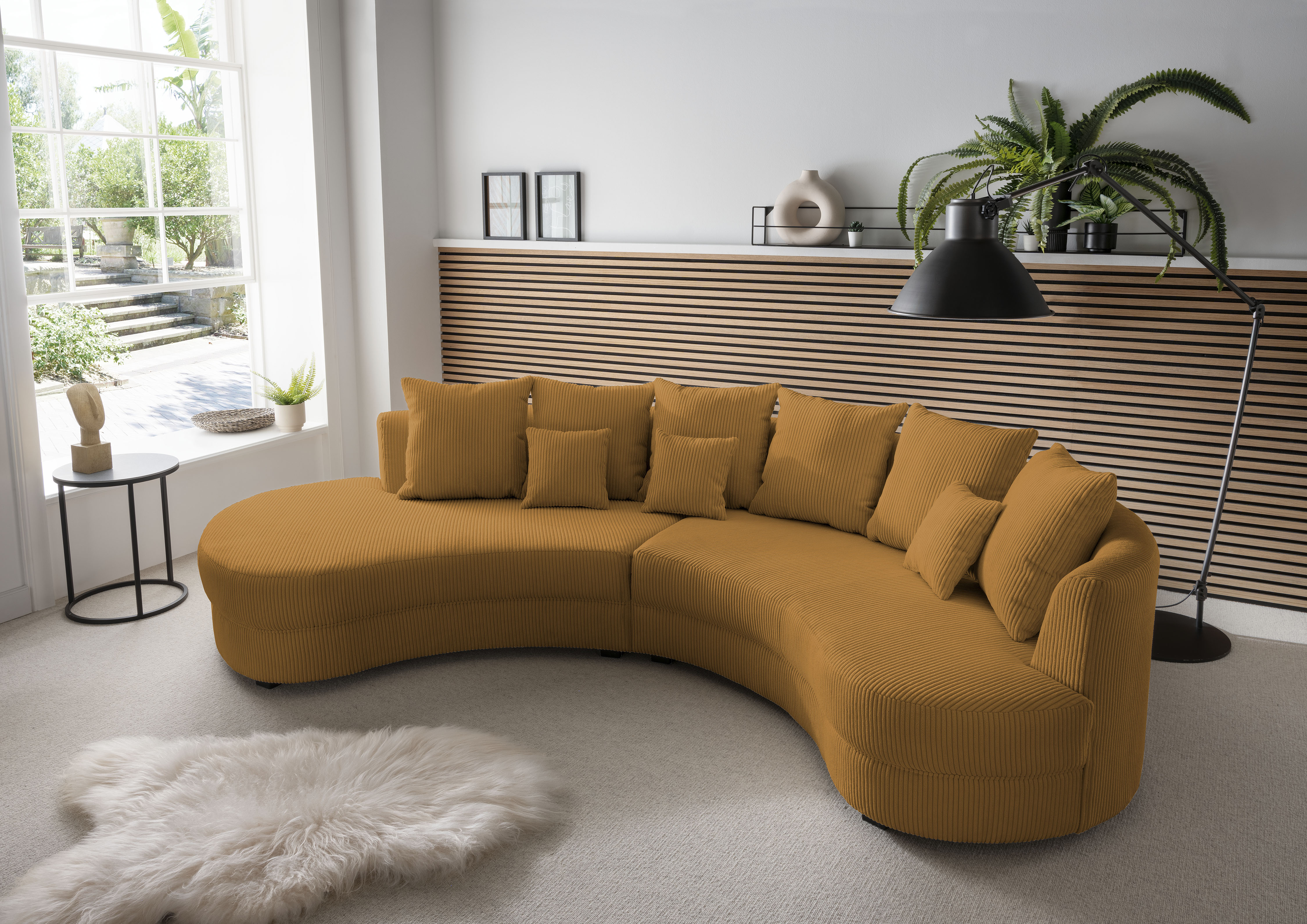 Ecksofa HOME AFFAIRE "Limoncello modern & bequem, organische Formensprache", gold, B:255cm H:94cm T:160cm, 93% Polyester, 7% Polyamid, Sofas, Ecksofa, zwei verschiedene Fußfarben wählbar
