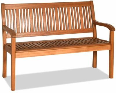 Costway Two Person Solid Wood Garden Bench with Curved Backrest and Wide Armrest
