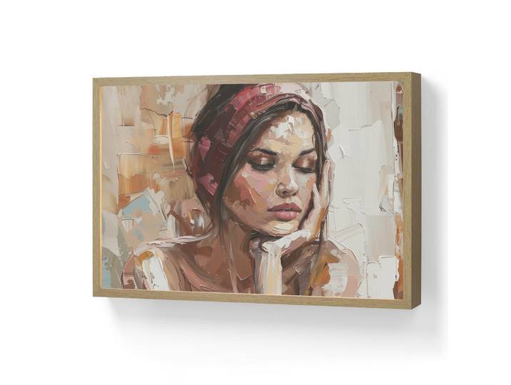 OnlyWow Wandleuchte MIT Akku Frau - Lackierung - Porträt - Modern 60x40 cm, Braun, Rechteckig, LED integrated, 60x40x8 cm, Lampen & Leuchten, Innenbeleuchtung, Wandleuchten