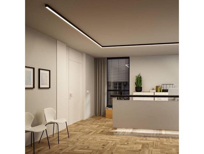 Paulmann LED-Lichtleiste Linion, schwarz, 50 cm, 3.000 K dimmbar, schwarz, für Wohn- / Esszimmer, Aluminium, Modern, Lichtleiste