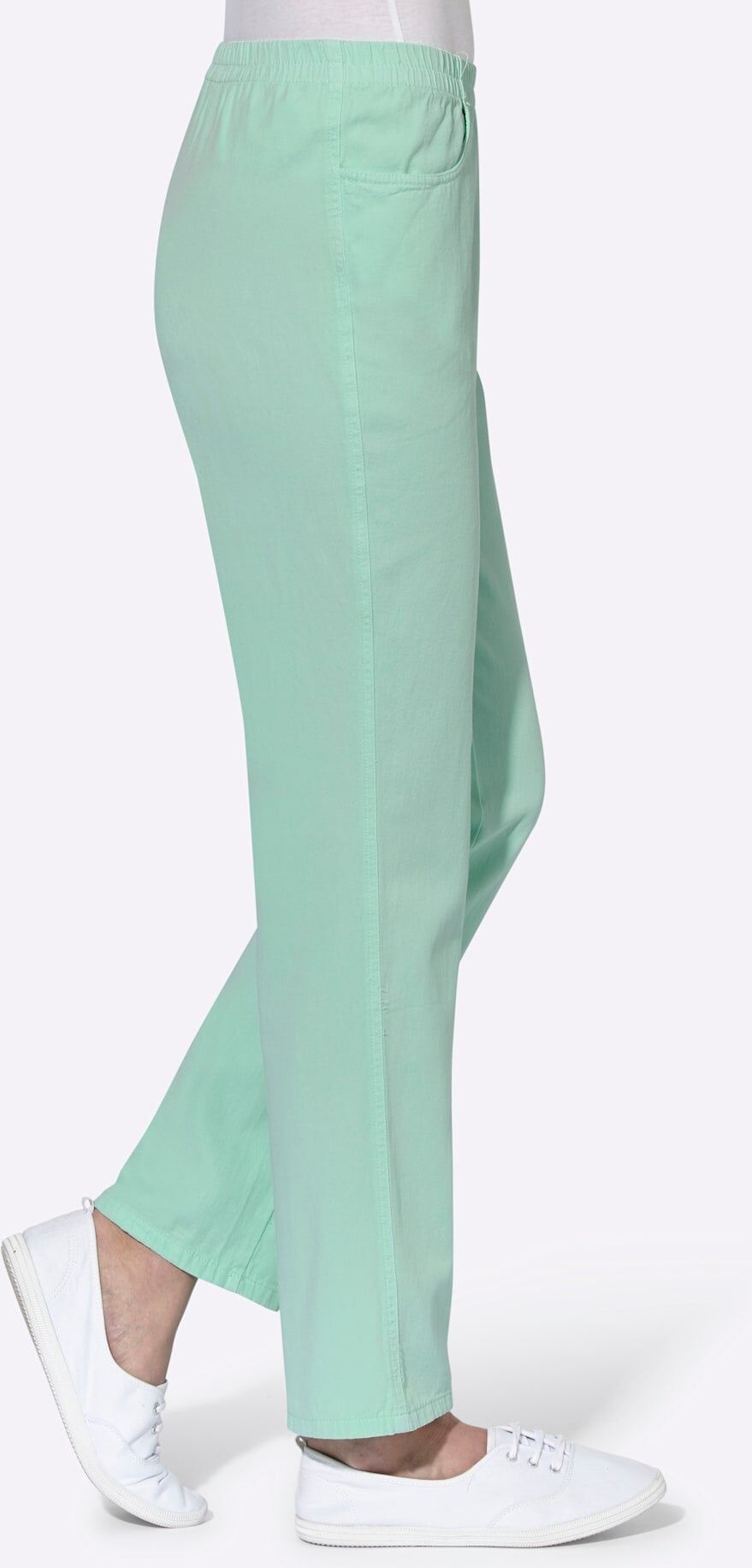 Schlupfhose CLASSIC BASICS, Damen, Gr. 48, Normalgrössen, blau (aqua), 100% Baumwolle, unifarben, lang, Hosen Schlupfhose aqua 48, Normalgrössen