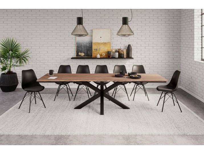 SAM® Essgruppe Halawa, Baumkante, Akazienholz massiv, 2x Ansteckplatten und 10 Stühlen