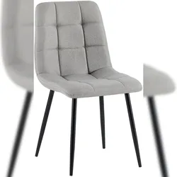 Proregal CHEFGASTRO Esszimmerstuhl SAO PAULO Stoff HxBxT 84x45x55cm Stoff Hellgrau Küchenstuhl
